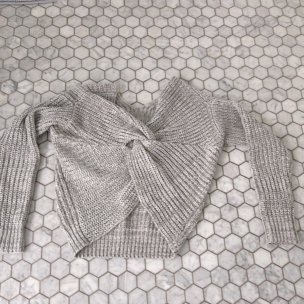 Gray twist back sweater.Mel rose and market from Nordstrom